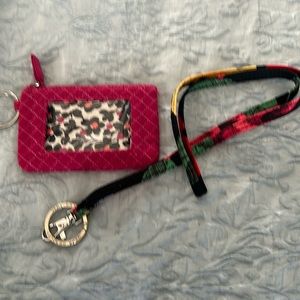 Vera Bradley card holder purse and necklace for keys or work badges
